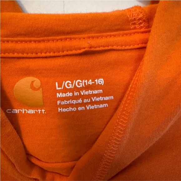 Boys Carhartt Orange long sleeve tshirt Hoodie size 14/16 - Picture 4 of 5